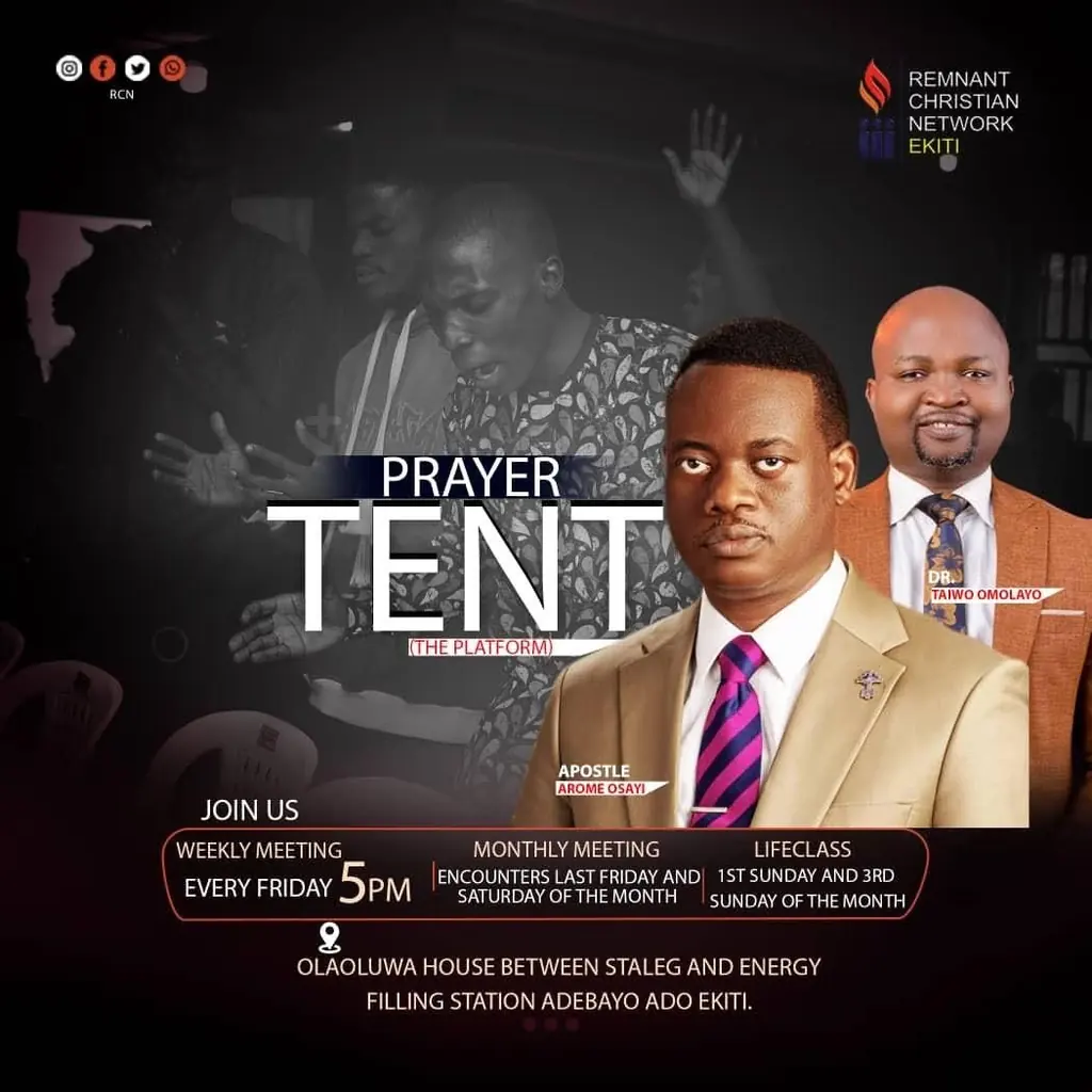 Flyer: RCN Prayer Tent meeting schedule